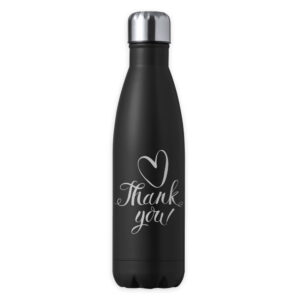 Zwarte thermosfles graveren 550ml met naam gegraveerd, bedankt collega