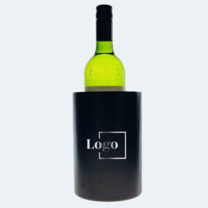 Wijnkoeler in mat zwart met de mogelijkheid om een zakelijk logo te graveren.