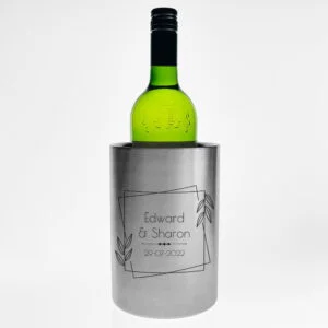 Wijnkoeler graverenvan roestvrij staal (rvs), ideaal voor gepersonaliseerde geschenken met eigen ontwerp of logo.