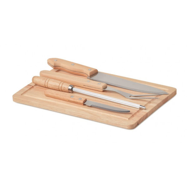 Barbecue set met vleesplank in zij-aanzicht